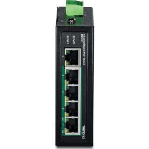 TRENDnet TI-PG50 5-Port Gigabit Ethernet Switch, 4 Gigabit PoE+ and 1 Gigabit ports, 10 Gbps switching capacity, DIN-rail/wall mount